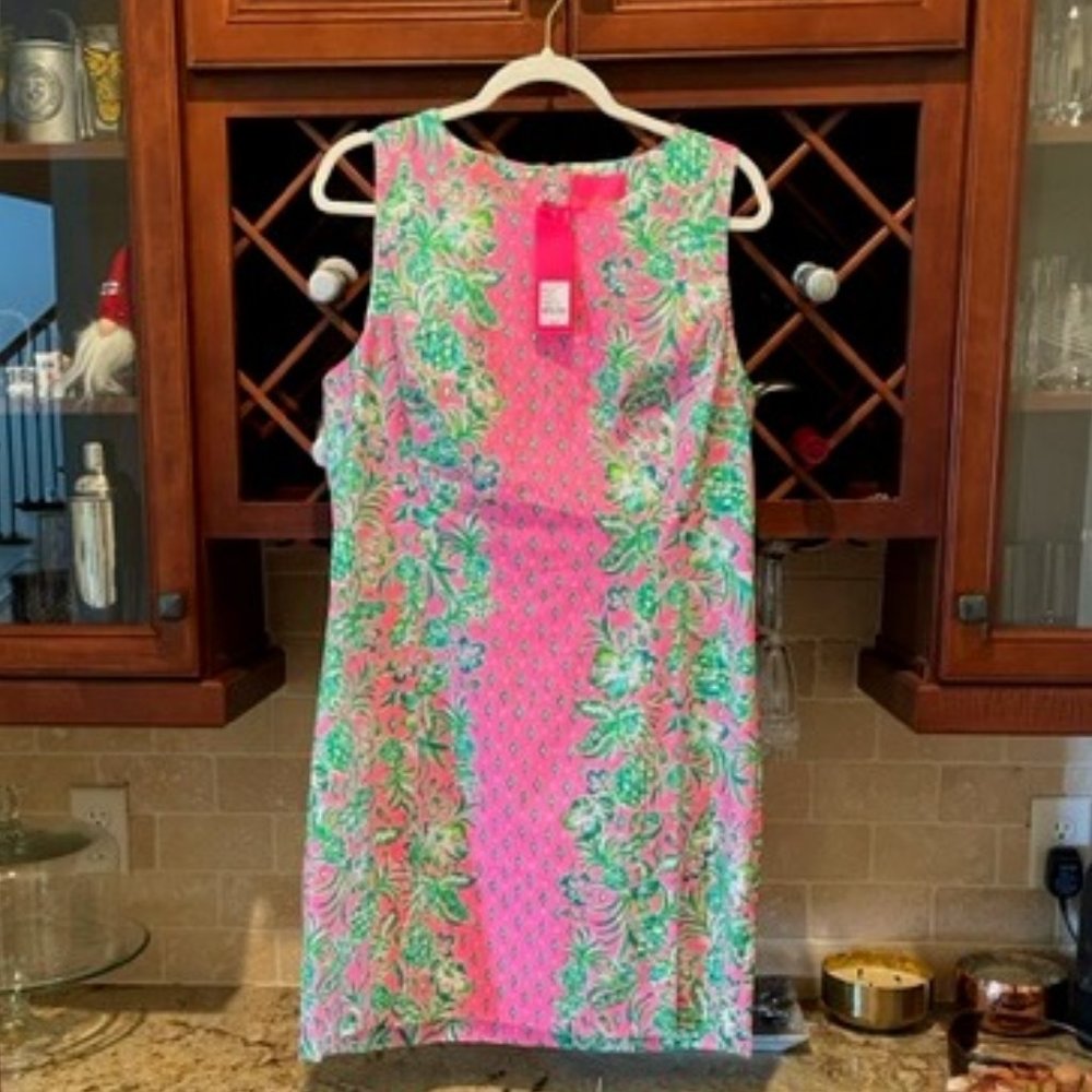 Lilly Pulitzer Mila Shift Dress in pink and green - size 16